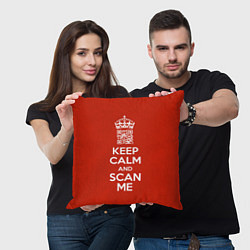 Подушка квадратная Keep calm and scan me: fuck off, цвет: 3D-принт — фото 2