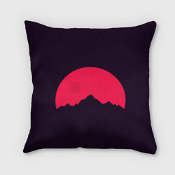 Подушка квадратная Красная луна над сумеречными горами, цвет: 3D-принт