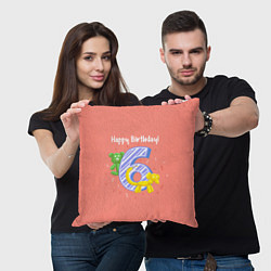 Подушка квадратная Шестой день рождения, цвет: 3D-принт — фото 2