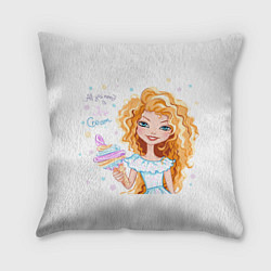 Подушка квадратная Принцесса и мороженое, цвет: 3D-принт