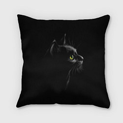 Подушка квадратная Черный кот на черном фоне, цвет: 3D-принт