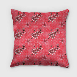 Подушка квадратная Сакура красная, цвет: 3D-принт