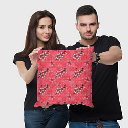 Подушка квадратная Сакура красная, цвет: 3D-принт — фото 2