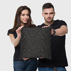 Подушка квадратная Паттерн пентаграмма черный, цвет: 3D-принт — фото 2
