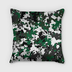 Подушка квадратная Зелено-черный камуфляж, цвет: 3D-принт