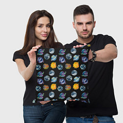 Подушка квадратная Планеты космос, цвет: 3D-принт — фото 2
