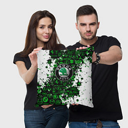 Подушка квадратная Skoda брызги красок, цвет: 3D-принт — фото 2