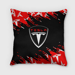 Подушка квадратная Tesla - Logo Sport Auto, цвет: 3D-принт