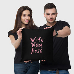 Подушка квадратная Wife Mom Boss, цвет: 3D-принт — фото 2