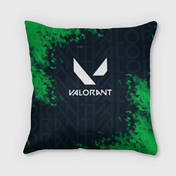 Подушка квадратная Valorant Green Fire, цвет: 3D-принт
