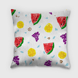 Подушка квадратная Пиксельные фрукты, цвет: 3D-принт