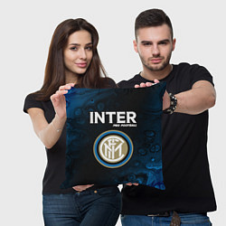 Подушка квадратная INTER Pro Football Разводы, цвет: 3D-принт — фото 2