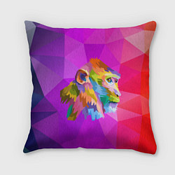 Подушка квадратная Цветная обезьяна Color monkey, цвет: 3D-принт
