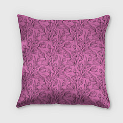 Подушка квадратная Узор тюльпанов, цвет: 3D-принт