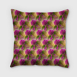 Подушка квадратная Фиолетовые цветочки 3d, цвет: 3D-принт