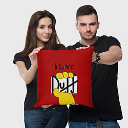 Подушка квадратная I LOVE DUFF Симпсоны, Simpsons, цвет: 3D-принт — фото 2