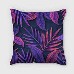 Подушка квадратная Neon Tropical plants pattern, цвет: 3D-принт