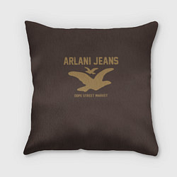 Подушка квадратная Узор Brown Orlani Jeans Dope Street Market, цвет: 3D-принт