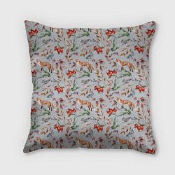 Подушка квадратная Лисы и лесные ягоды, цвет: 3D-принт