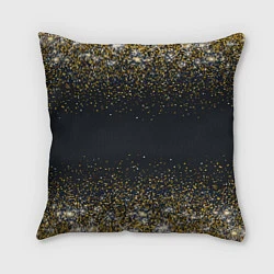 Подушка квадратная Золотые блестки на темном фоне Сияющий глиттер, бл, цвет: 3D-принт