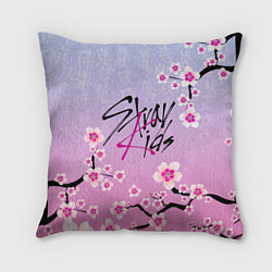 Подушка квадратная Stray Kids цветы сакуры, цвет: 3D-принт