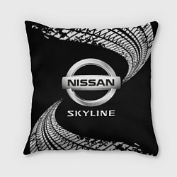 Подушка квадратная NISSAN SKYLINE Следы, цвет: 3D-принт