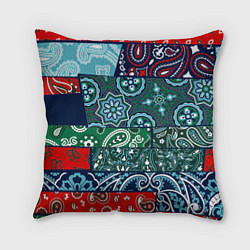 Подушка квадратная Лоскуты Бандан, цвет: 3D-принт