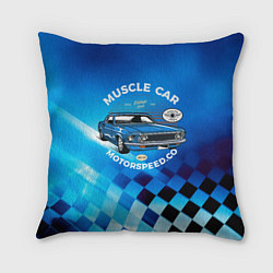 Подушка квадратная Синий ретро - автомобиль, цвет: 3D-принт