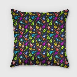 Подушка квадратная Разноцветные Гитары