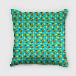 Подушка квадратная Много ананасов, цвет: 3D-принт