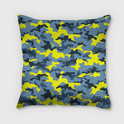 Подушка квадратная Камуфляж Жёлто-Голубой, цвет: 3D-принт