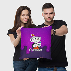 Подушка квадратная Недовольная чашечка cuphead, цвет: 3D-принт — фото 2