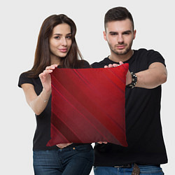Подушка квадратная Полосы На красном Фоне, цвет: 3D-принт — фото 2