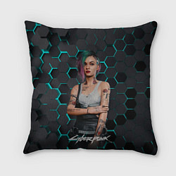 Подушка квадратная Cyberpunk2077 Джуди, цвет: 3D-принт