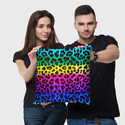 Подушка квадратная Leopard Pattern Neon, цвет: 3D-принт — фото 2
