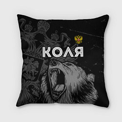 Подушка квадратная Коля Россия Медведь, цвет: 3D-принт