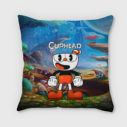 Подушка квадратная Cuphead Красная чашечка, цвет: 3D-принт