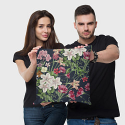 Подушка квадратная Цветы Розовые, цвет: 3D-принт — фото 2