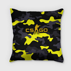 Подушка квадратная Counter-Strike Камуфляж Чёрно-Жёлтый, цвет: 3D-принт