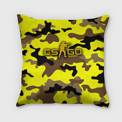 Подушка квадратная Counter-Strike Камуфляж Жёлто-Коричневый, цвет: 3D-принт