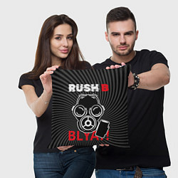 Подушка квадратная RUSH B в противогазе, цвет: 3D-принт — фото 2