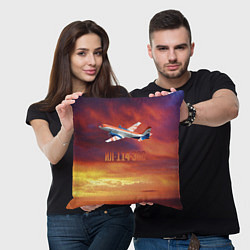 Подушка квадратная Пассажирский самолет Ил-114-300, цвет: 3D-принт — фото 2