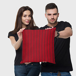 Подушка квадратная Красно-черный узор в полоску, цвет: 3D-принт — фото 2
