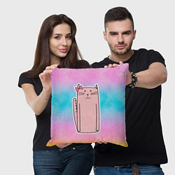 Подушка квадратная Розовая кошечка, цвет: 3D-принт — фото 2