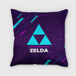 Подушка квадратная Символ Zelda в неоновых цветах на темном фоне, цвет: 3D-принт