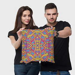 Подушка квадратная Разноцветный и яркий узор в дудл стиле, цвет: 3D-принт — фото 2