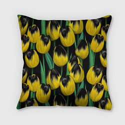 Подушка квадратная Цветы Желтые Тюльпаны, цвет: 3D-принт
