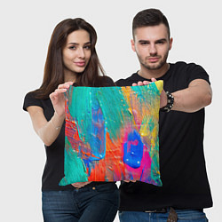 Подушка квадратная Мазки масляной краски Абстракция Oil Paint Strokes, цвет: 3D-принт — фото 2