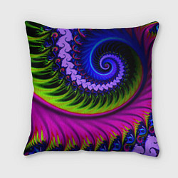 Подушка квадратная Разноцветная неоновая спираль Абстракция Multicolo, цвет: 3D-принт