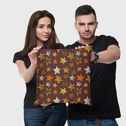 Подушка квадратная Звездное коричневое небо, цвет: 3D-принт — фото 2